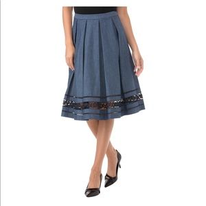 Karl Lagerfeld Embroidered Denim midi skirt